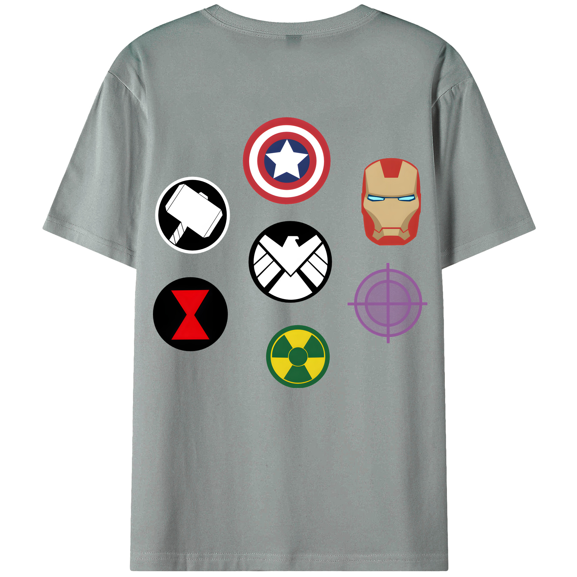 （画像用） アベンジャーズ The Avengers 綿100％ メンズ半袖Tシャツ（バックプリント） 通気性